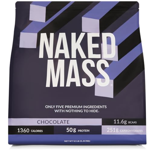 NAKED Chocolate Mass Gainer - All Natural Weight Gainer Protein Powder - 12LB Bulk