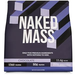 NAKED Chocolate Mass Gainer – All Natural Weight Gainer Protein Powder – 12LB Bulk, GMO Free, Gluten Free & Soy Free. No Artificial Ingredients – 1,360 Calories