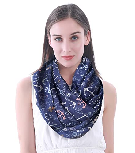 Nautical Anchor Print Women's Infinity Scarf Lightweight