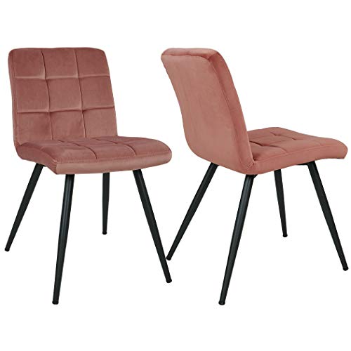 DUHOME Chaise Salle à Manger en Tissu (Velours) sélection de Couleur Chaise rembourrée Design Retro avec Pieds en métal 8043B, Couleur:Rose, matière:Velours Cover