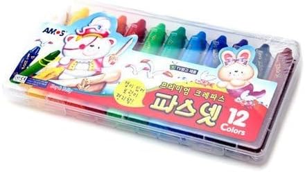 AMOS Premium Non-Toxic Silky Crayon Pasnet 12 Colors