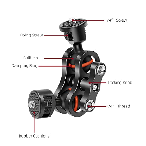 Cofunkool Magic Arm Double Ball Head Adapter Mount With 1/4" Thread And Damping Ring For Camera Field Monitor Led Lights #TOP6