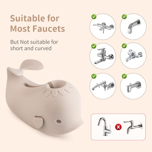 Image of Faucet Cover Bathtub Baby Spout Cover Soft,Bath Faucet Cover for Baby's and Kid's Safety (Whale Grayish Beige)