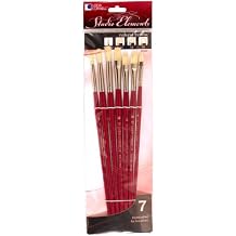 Loew-Cornell 1024947 Studio Elements Bristle Long Handle Round/Flat/Bright Large Brush Set