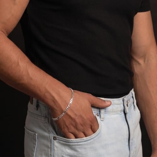 Pulsera Cadena Figaro Plata 925 LeCalla 9 Inches Hombre miniatura 3