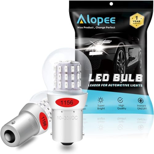 Alopee 1156 Led Light Bulb Red Non Polarity DC 9-30V Replacement for P21W 7506 1141 5008 Tail Brake Lights Motorcycle Lawn Tractor Light, Pack of 2