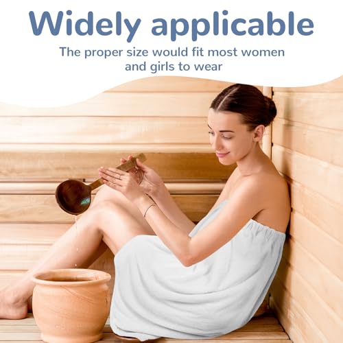 Image of Cuffbow 3 Pcs Towel Wrap for Women Spa Body Robe Full Length Female Bath Shower with Adjustable Closure Elastic Top Plush