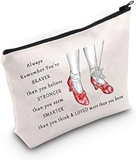 LEVLO Wizard Dorothy Cosmetic Make up Bag You are Braver Stronger Smarter Than You Think Gift Dorothy Ruby Red Slippers Makeup Zipper Pouch Bag for Women Girls(Dorothy Bag)