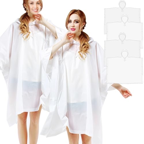 4 Pack Rain Ponchos for Adult,Reusable Raincoat Rain Jacket Rainwear Women Girls,Camping,Hiking,Travel Rain Gear