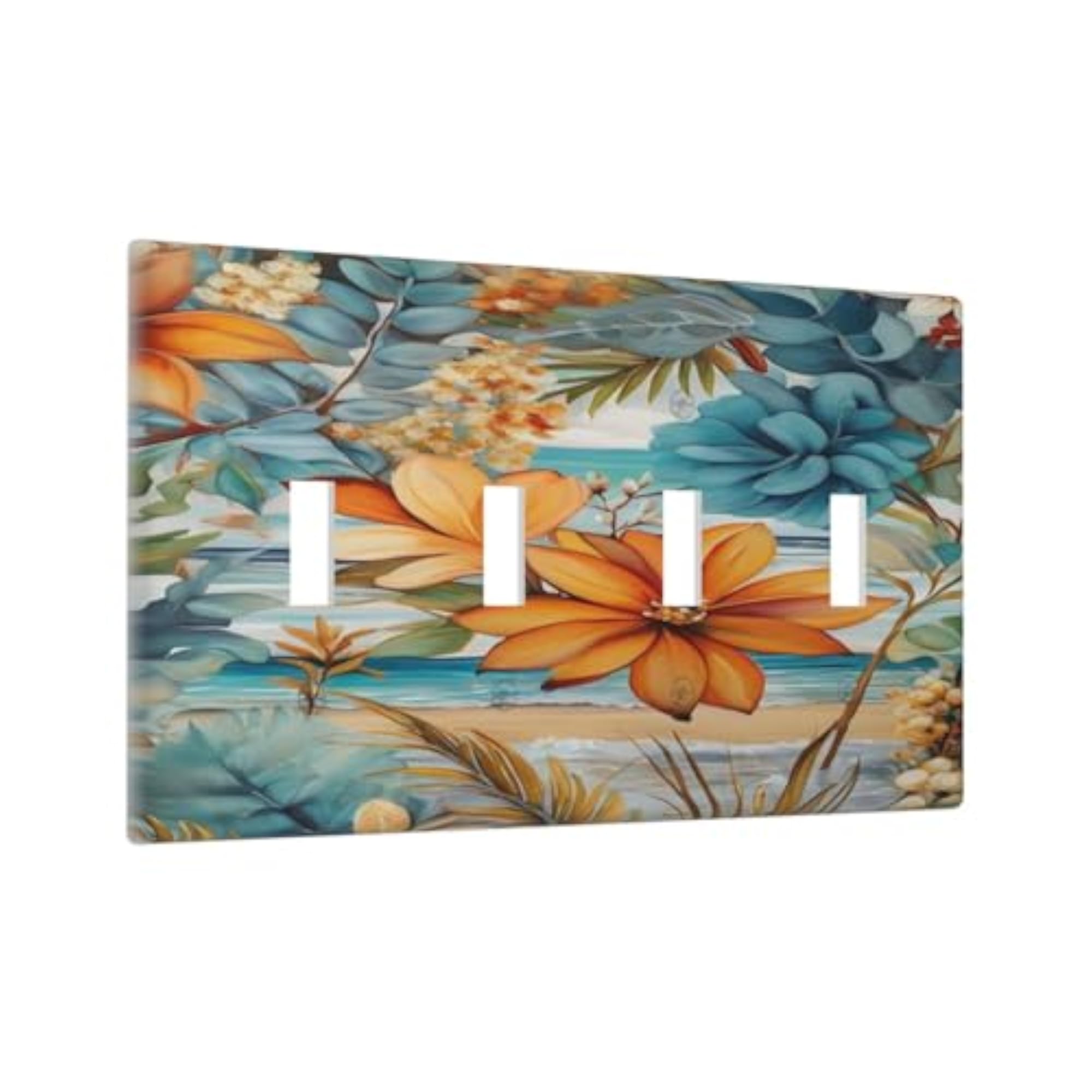 Flowers and Leaves on a Beach Quad Toggle Light Switch Covers