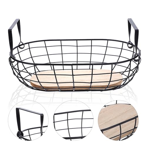 Corbeille de fruits panier de rangement cuisine métal et bois marron - 8