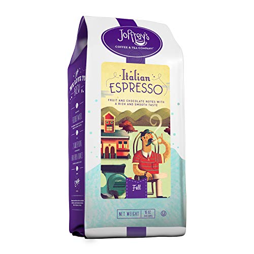 Joffrey's Coffee - Italian Espresso, Espresso Beans, Artisan Full Roast, Arabica Coffee Beans, Fruit & Chocolate Notes, Rich & Smooth Taste, Brew or French Press, Kosher (Whole Bean, 16 oz)