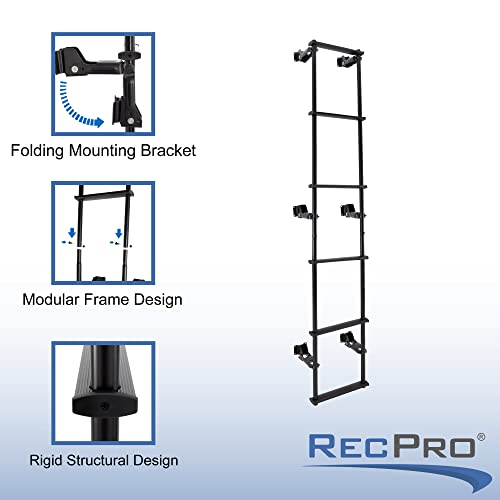 Recpro Rv Toy Hauler Low Profile Universal 76.5" Collapsible Ladder With Hinges (Black) #TOP7