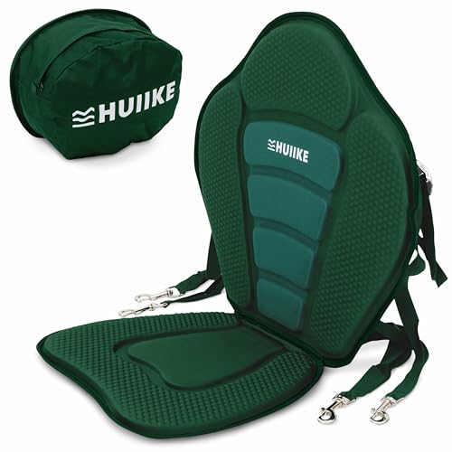 Asiento Paddle Surf y Kayak con 4 Correas Ajustables - HUIIKE | Asiento Kayak Paddle Surf Acolchado más Bolsa Trasera | Silla SUP para Pesca con Respaldo | Accesorios para Tabla Hinchable y Canoa