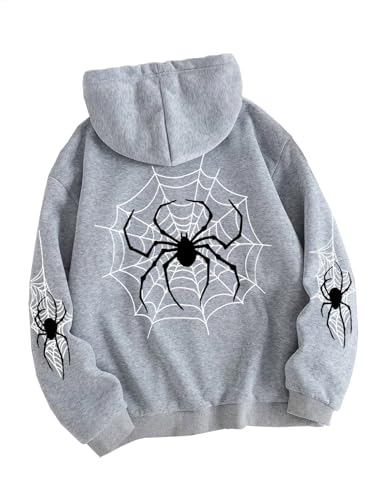 Image of SXV 'Spider Trap' Printed Cool Aesthetic Sweatshirt Hoodie
