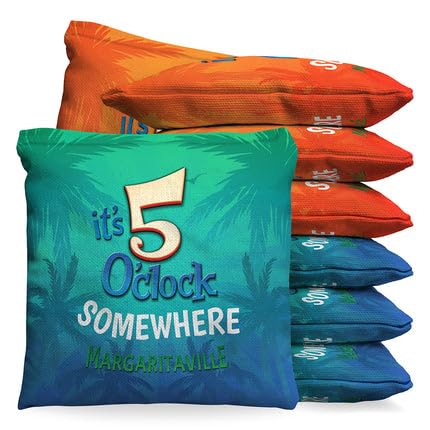 Margaritaville It's 5 O'Clock Somewhere 1 LB Cornhole Bean Bag Toss Bags Set (Set of 8)