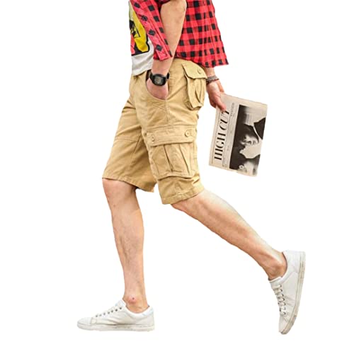 Short cargo en coton AXEBHPED Camo1 kaki pour en finir avec les poches de pantalon trop petites