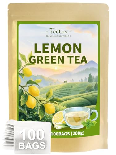 Image of TeeLux Lemon Green Tea Bags, Refreshing & Smooth Taste, 100 Count