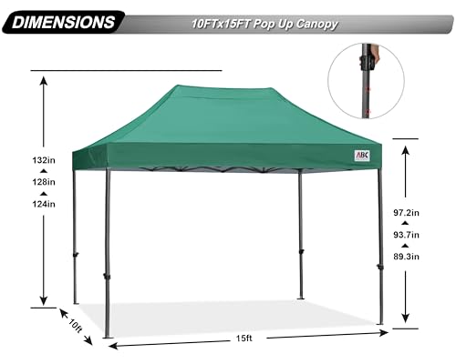 Image of ABCCANOPY Patio Pop Up Canopy Tent 10x15 Commercial-Series (Forest Green)