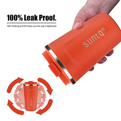 SUNTQ Taza de café Reutilizable Taza de Viaje de Acero Inoxidable con Tapa a Prueba de Fugas Aislamiento al vacío de… - Imagen 6