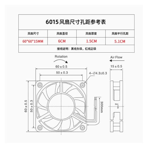 Ventilateur 6cm 5V 12V 24V double roulement billes pour refroidissement mini boîtier - 3