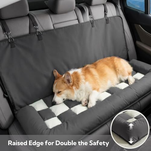 Soulbond Dog Bed for Car Back Seat, Soft Backseat Dog Bed Hammock, Non-Slip Pet Car Seat Cover for Back Seat, Pet Travel Bench Sofa for Cars/Small SUVs/Sedan, Dark Gray — view 3