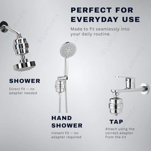 Image of Pure 15-Stage Shower & Tap Water Softener | Hard Water Filter for Bathroom | Removes Chlorine & Impurities | Chrome Finish (Pack of 1)