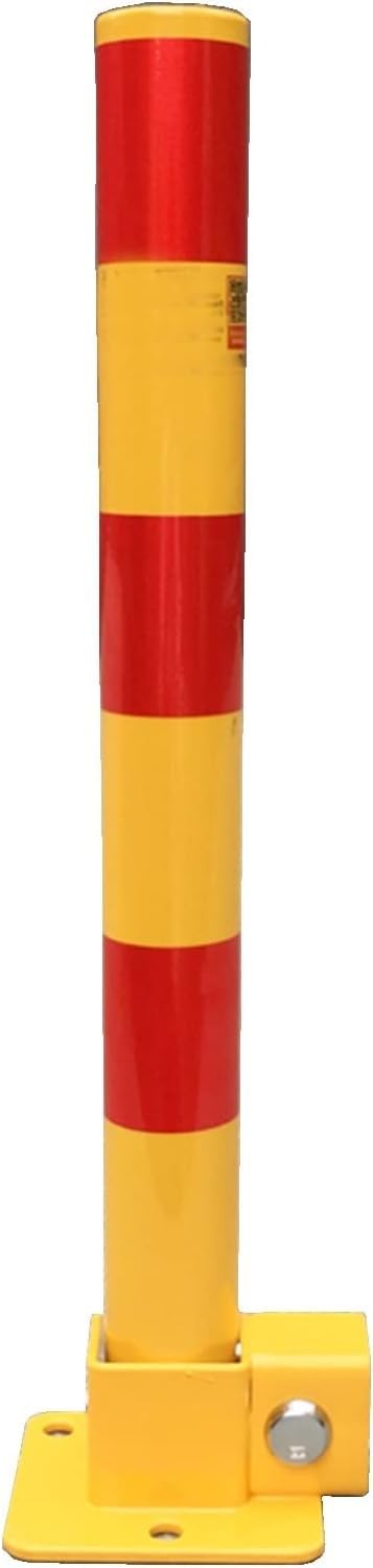 Car Parking Space Lock Bollard, High Visibility Yellow and Red Lockable Fold Down Car Parking Barrier Post, Private Car Park Driveway Guard Saver Blocker with Locking Base (Color : Red)