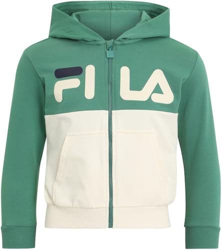 FILA Lonay Blocked Zip Hoodie pour enfant : le sweat zippé blanc antique idéal pour l'école