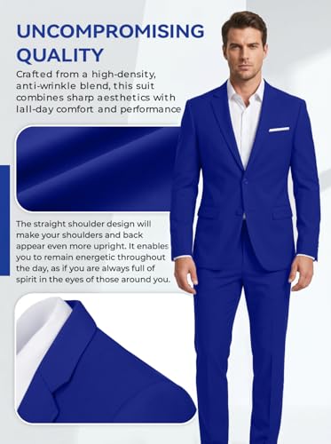 Image of Mens 2 Piece Suit Slim 2 Button Prom Suit Jacket Pants Tuxedo Set