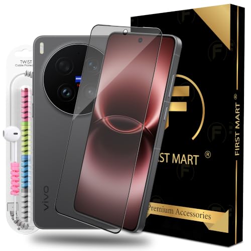 Image of FIRST MART Matte Anti-Glare Tempered Glass for Vivo X300 Ultra With Installation Kit | Military-Grade Gaming Screen Protector & Cable Guard | Edge to Edge Coverage | Black