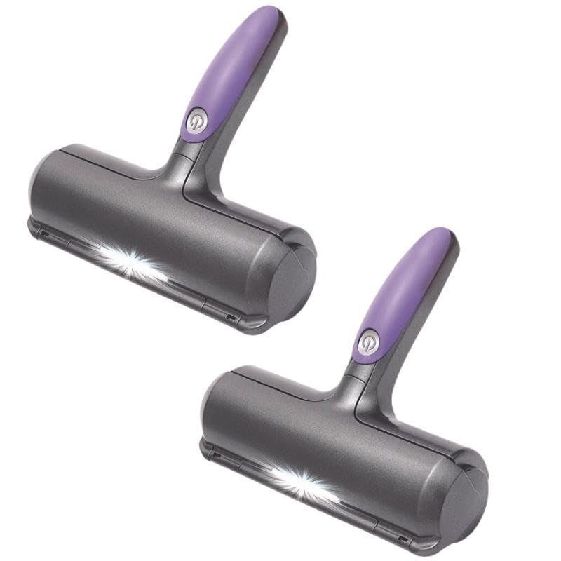 VENTEO™ – Cepillo de pelo para mascotas – Recogida de pelo de gato y perro, color morado y gris – para sofá, ropa – juego de 2