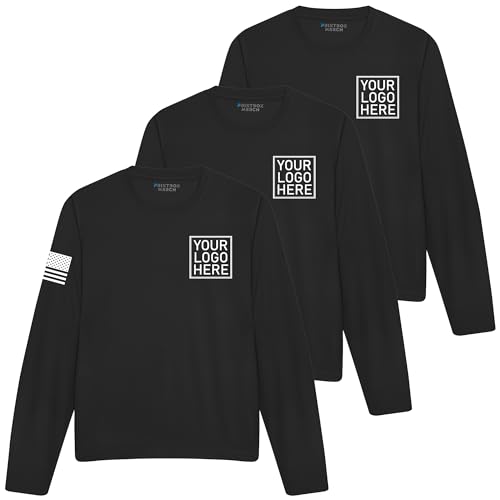 3 Pack Hi Viz Long Sleeve Shirts for Men, Custom Shirt, Moisture Wicking Dry UV Sun Protection Workwear Black3