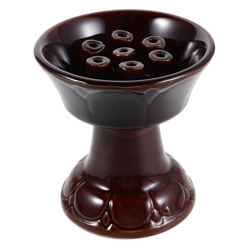 TOYANDONA Lampe à Huile en Poterie Artisanale Couleur Café Flamme Solide et Sécurité, Support de Bougie pour Diwali et Décoration Vintage Classique Élégante