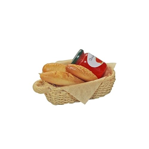 COMPACTINI Miniature 6P Set Model 1:12 Scale Set Dollhouse Accessories Picnic Miniature Bakery Baguette Bread Jam Basket Miniature Doll Party Play Accessories