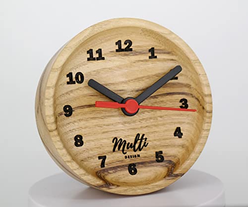 Multi Design Wooden Analog Desktop Clock - Decorative Chestnut Wood Clock - Easy To Read Silent Clock - No-Tick Design – 4.5 In. #TOP4