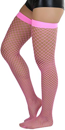 Image of ToBeInStyle Women's Vibrant Large Net Fishnet Thigh High Elastic Nylon Novelty Stockings