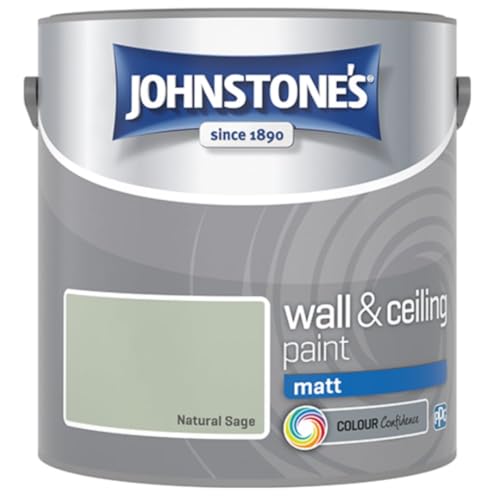 Natural Sage Johnstone’s Wall & Ceiling Matt Paint 2.5L – Smooth Matt Finish, Excellent Coverage, Quick Dry, Low Odour Interior Paint for Walls & Ceilings