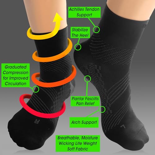 TechWare Pro Ankle Compression Socks - Plantar Fasciitis Sock & Foot Support - Thumbnail 3