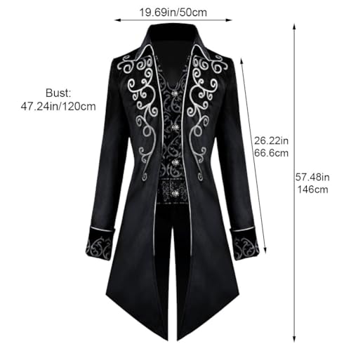 Chaqueta gótica para hombre como disfraz medieval de Halloween y abrigo largo steampunk vintage 5