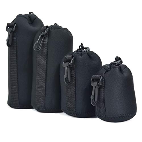 Image of Action Pro Cylindrical Round Base Protective Neoprene Lens Case Pouch Set (Extra Large,Large,Medium and Small) Sizes Compatible with DSLR Camera (Pack of 4)