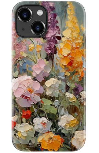 Image of Goodon for iPhone 15 Plus Case Cute - Wireless Charging Compatible - Dual-Layer Hard Shell + Silicone Cover - Protective Phone Case with Trendy Designs for Women - Oil Painting Flowers