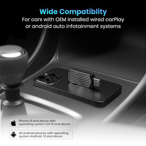 Image of Portronics Tune, 2-in-1 Wireless Car Receiver, Converts Wired Auto Android & CarPlay to Wireless, Bluetooth Connectivity, Only for Cars with OEM Installed Wired Android Auto /CarPlay, 6 Months Warranty