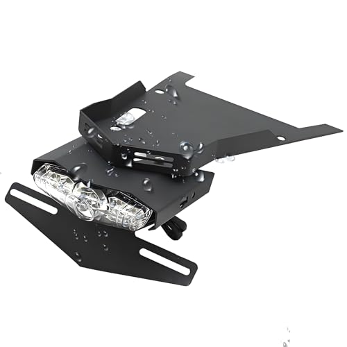 Iron Motorcycle Rear Fender Eliminator with LED Light, Black Rear Short Tail Tidy License Plate Holder Compatible with BMW R NINE T - Reduces Wind Resistance & Tail Vibration (Color:White)