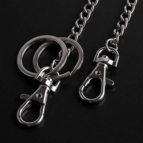 Wallet Chain, Teskyer 18" Silver Keychain With Both Ends Lobster Clasps And Extra 2 Rings For Keys, Wallet, Jeans Pants, Belt Loop, Purse Handbag-Silver #TOP2