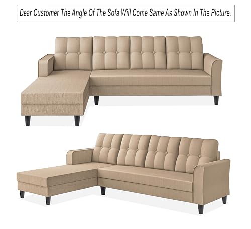 Image of Adorn India Maddox Tufted L Shape 6 Seater Sofa Set Lhs (Beige) (3 Year Warranty)