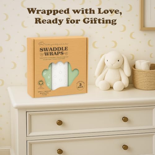 Image of Swaddles for Newborns - 3-Pack Infant Swaddles 0-3 Months - Adjustable Swaddle Sleep Sack - Soft Organic Cotton Baby Wrap for Safe & Cozy Sleep