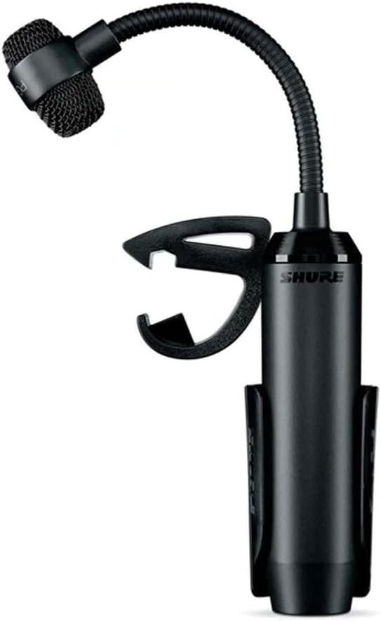 Shure Schlagzeug-Kondensatormikrofon Shure PGA98D mit Schwanenhals und Nierencharakteristik, inkl. Klemmhalterung und XLR-Kabel