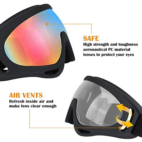 Ski Goggles, 2 Pack Snowboard Goggles Skate Glasses, Motorcycle Cycling Goggles For Kids, Boys & Girls, Youth, Men & Women, With Uv 400 Protection, Wind Resistance, Anti-Glare Lenses #TOP1