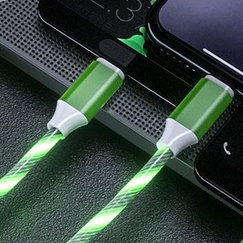 Image of USB Type C to Type C PD Fast Charging Cable Phone Charger High Data Speed Visible Light Up Green Current Flowing for All USB C Device-39Inches Green